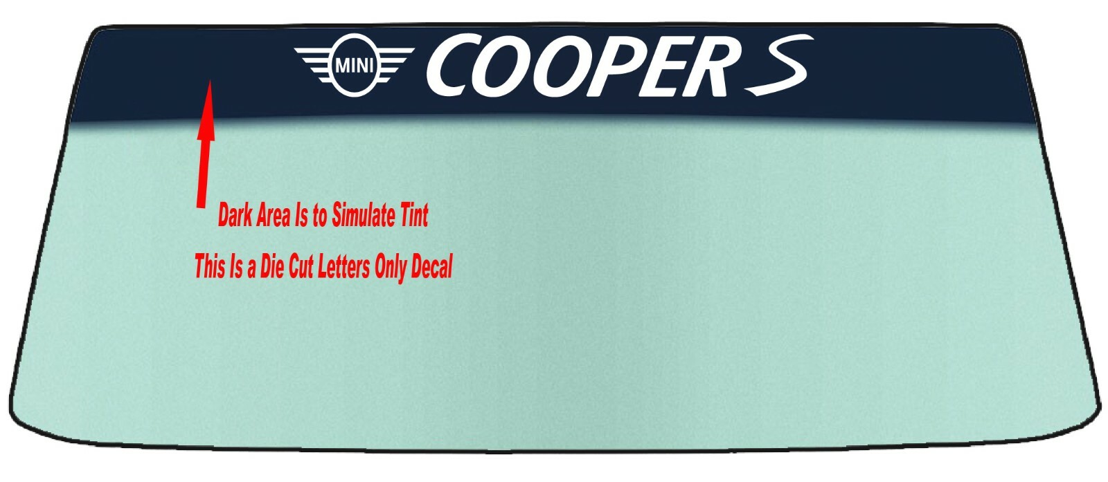 FITS MINI COOPER WINDSHIELD BANNER DIE CUT VINYL DECAL – WITH APPLICATION TOOL