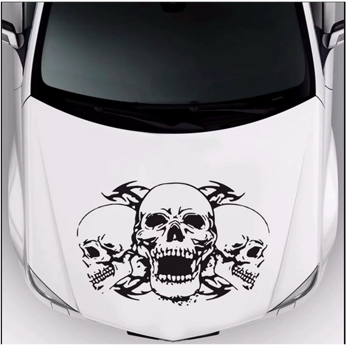 Car Stickers Hood Bonnet Decal Trim Triple Skull Graphics Waterproof Decoration