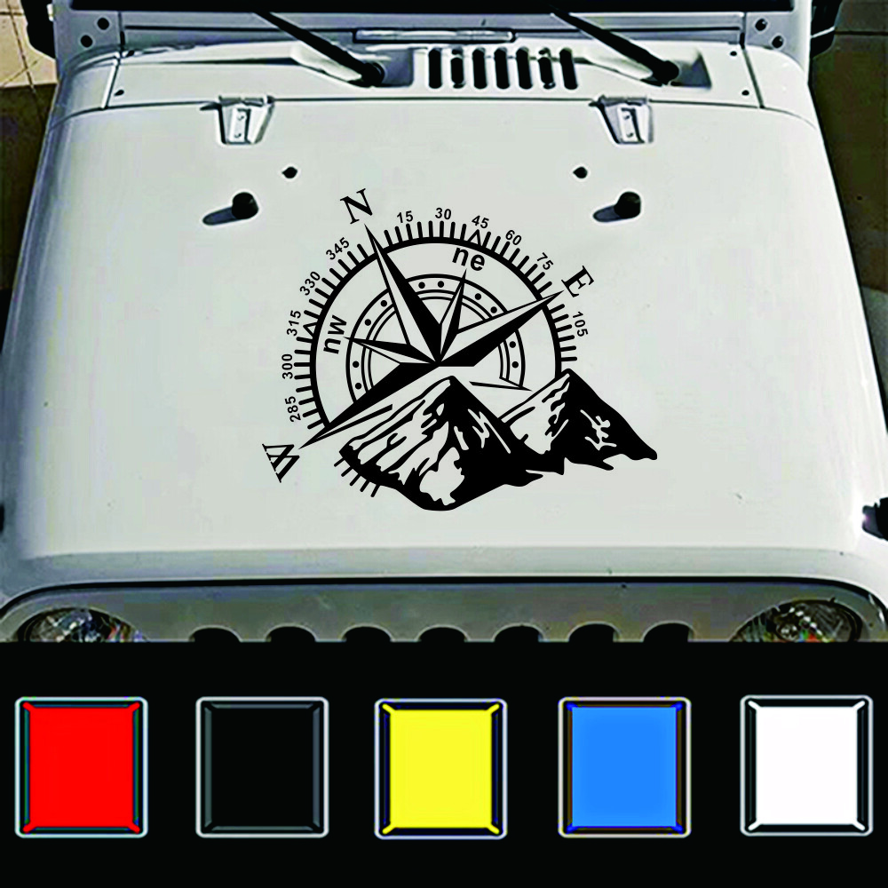 Car SUV Hood Body Side Decoration Vinyl Decal Compass Mountain Graphics Sticker