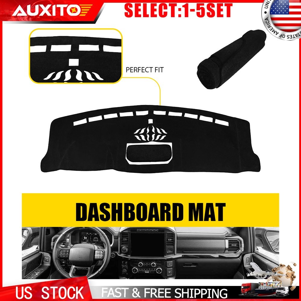 For Ford F150 2021-25 Dash Cover Mat Black Dashboard Carpet Style Protector 1-5X