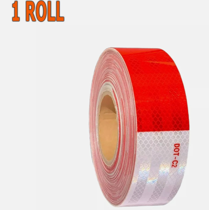 Conspicuity Tape DOT-C2 Approved Reflective Trailer Red White 2”x50’ -1 Roll