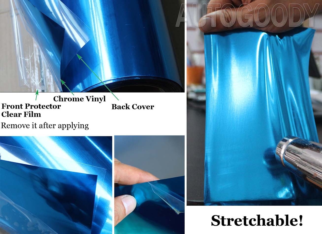 12″ x 60″ Silver Chrome Mirror Vinyl Film Wrap Sticker Stretchable 1ft x 5ft
