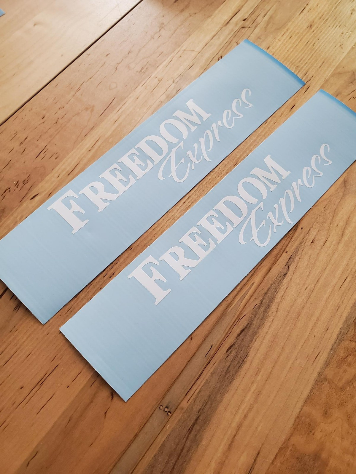 FREEDOM EXPRESS RV Camper Decals Stickers Gloss WHITE 8″ pair (2) USA