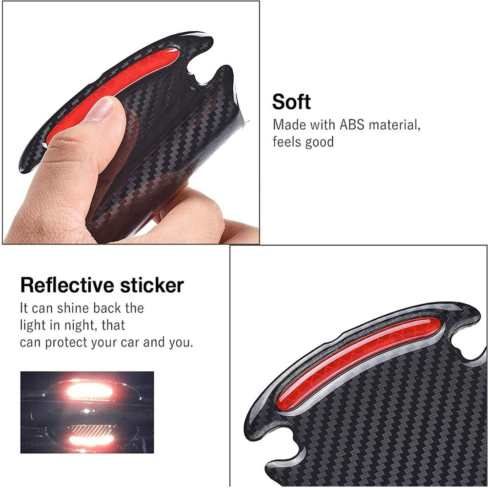 8 Pcs Reflective Car Door Handle Sticker Anti-scratch Guard Warn Decal Strip US