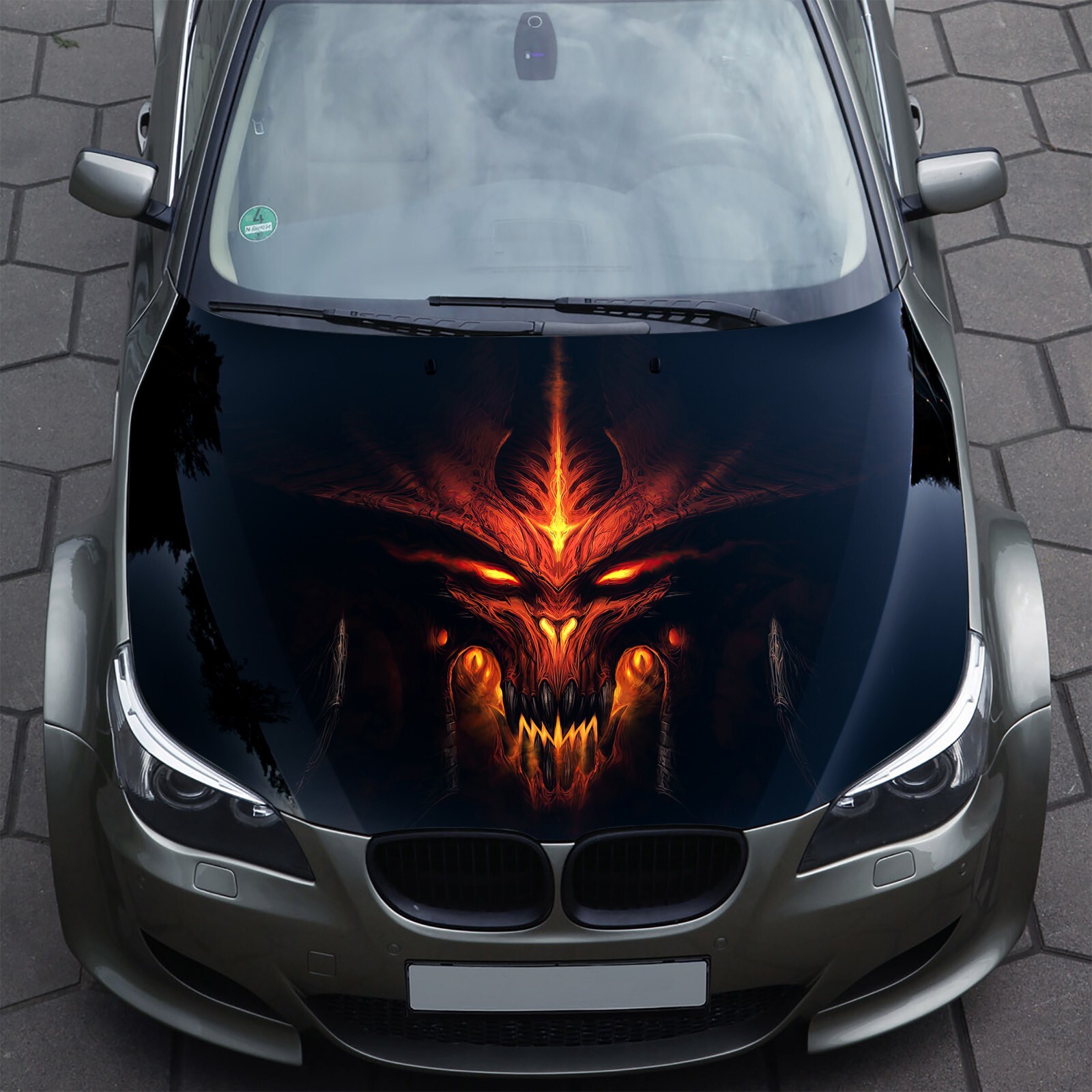 Death Car Hood Wrap Decal Vinyl Sticker Demon Full Color Graphic Fit Any Car S