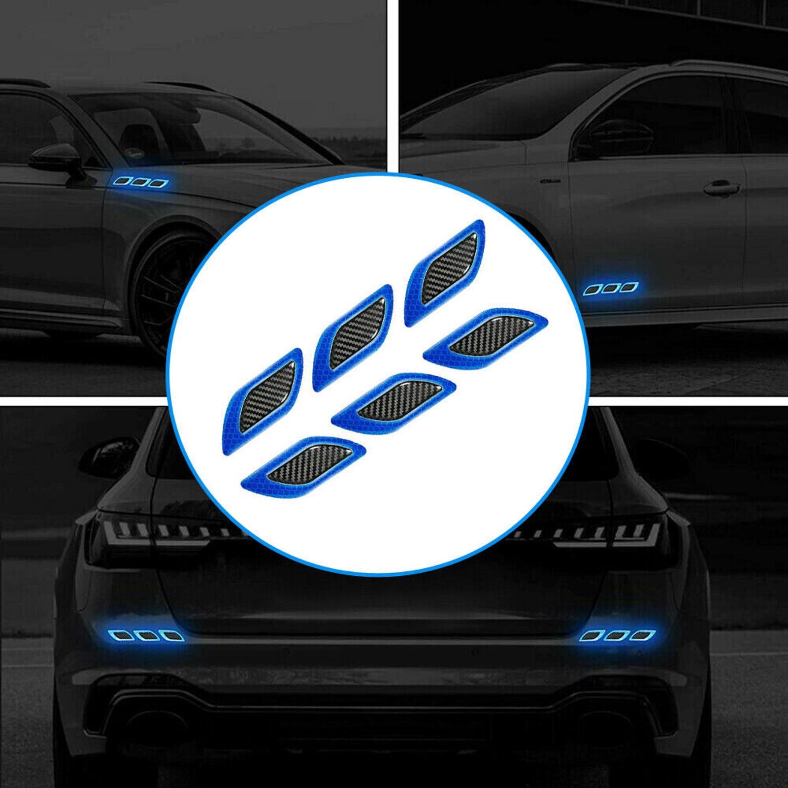6pcs 9cm x 3.5cm Auto Car Vent Exterior Edge Bumper Reflective Stickers Decals