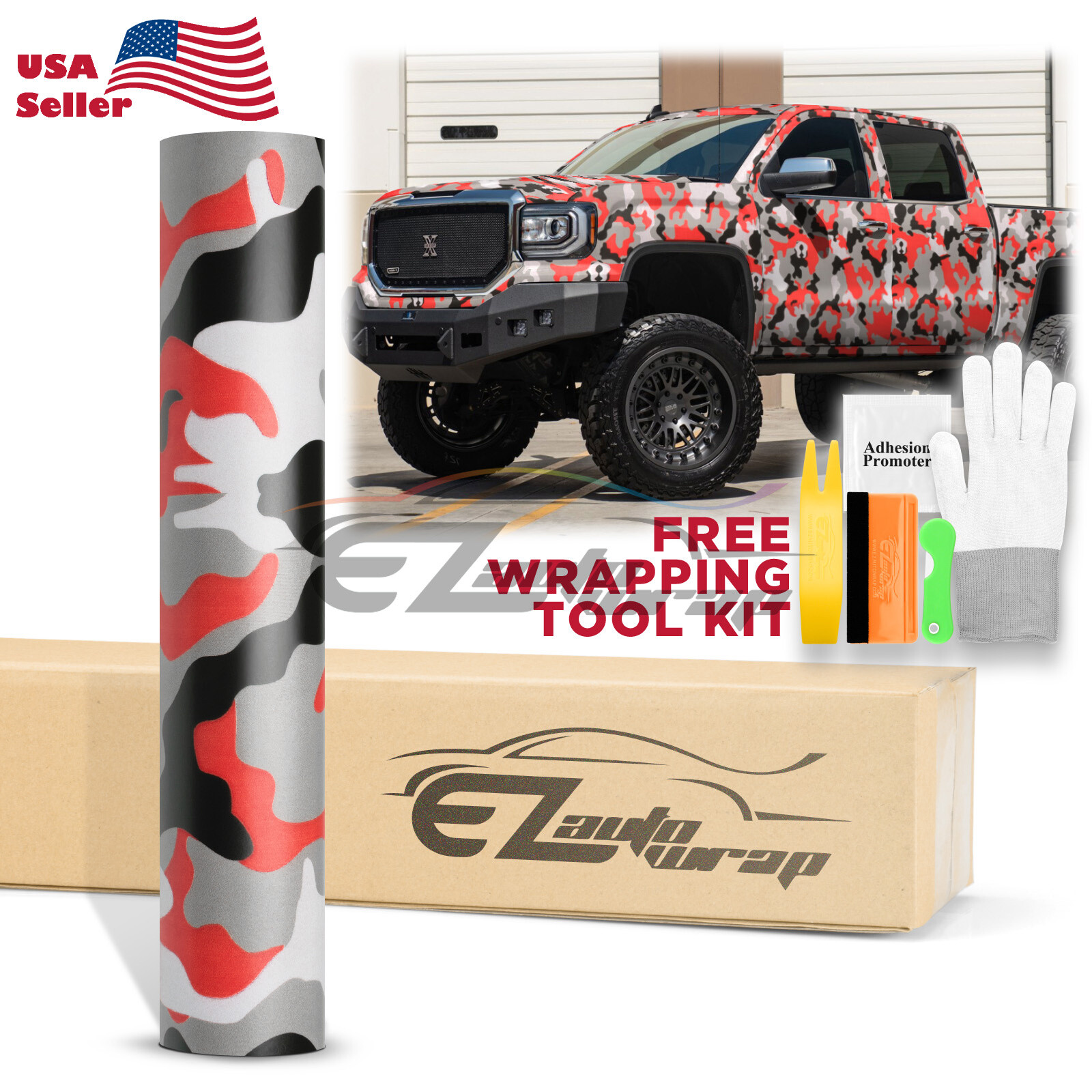 Premium Red Black White Gray Camouflage Desert Vinyl Sticker Wrap Decal Steet