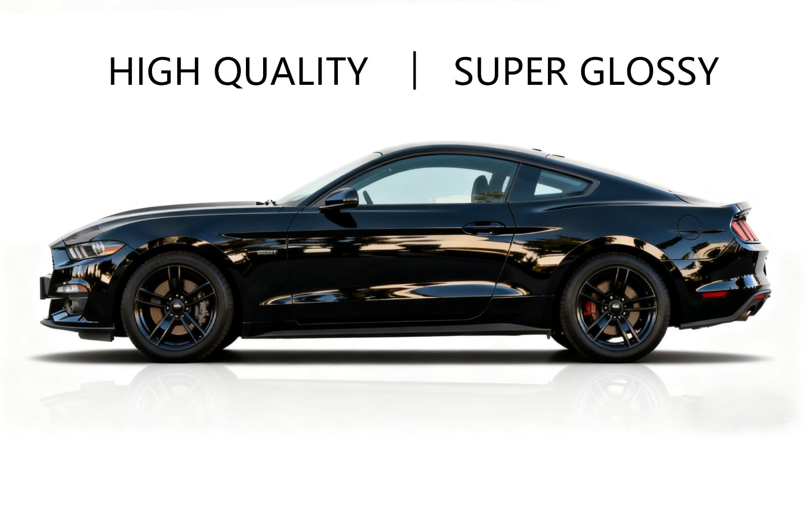 Gloss Black Vinyl Car Wrap 5FT Scratch Resistant Body Protection, Air Release
