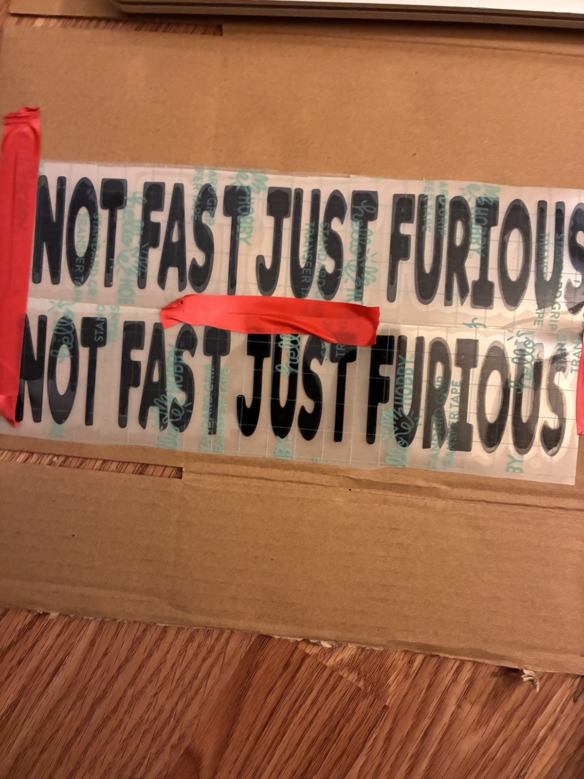 NOT FAST JUST FURIOUS Black Vinyl Decal Sticker 26cm x 5cm Car Window