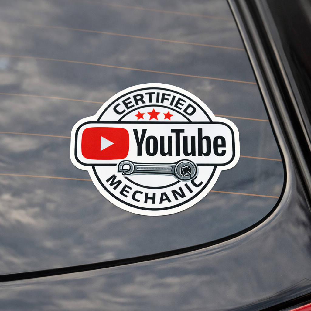 X2 Certified YouTube Mechanic Decal 4 In Window Tool Box Sticker Funny Car Truck