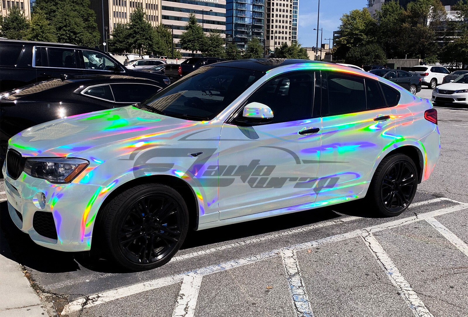 Holographic Silver Rainbow Neo Chrome Car Vinyl Wrap Bubble Free Sticker Film