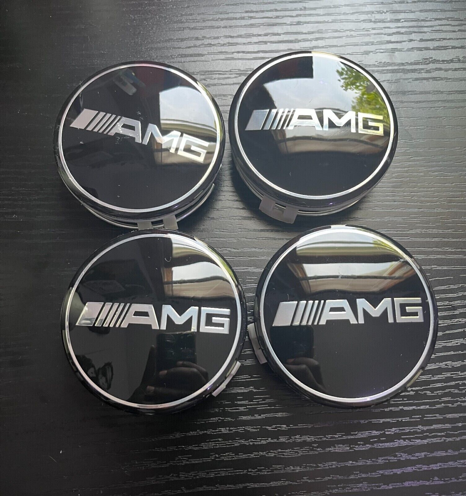 For Mercedes-Benz WHEEL CENTER CAPS AMG 75MM OEM LIMITED EDITION BLACK SET OF 4