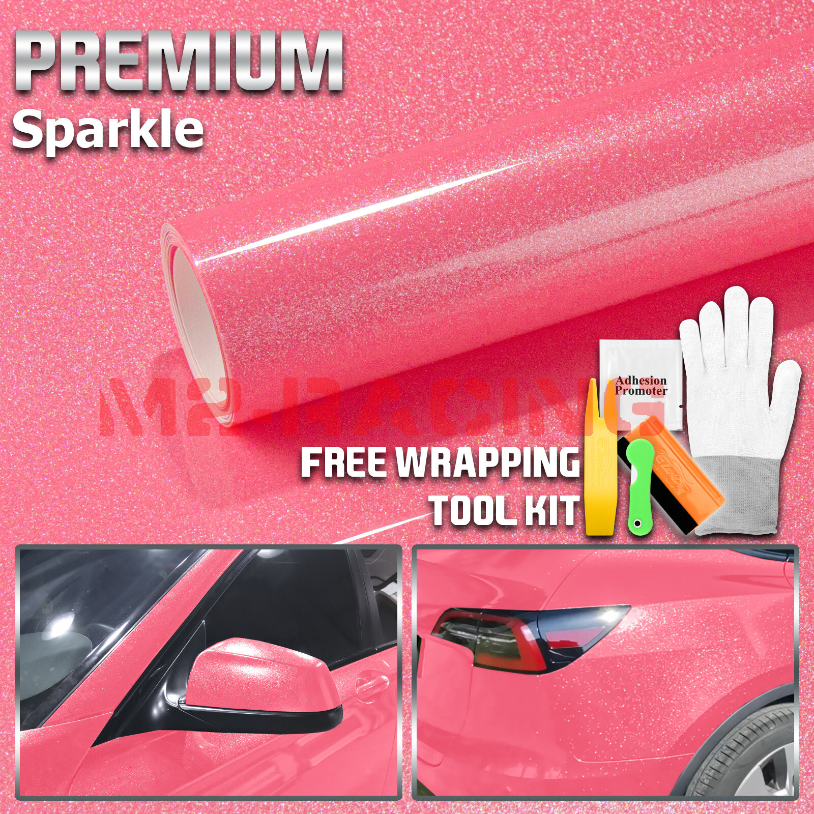 Sparkle Pink Gloss Glitter Auto Car Vinyl Wrap Sticker Decal Sheet Film DIY