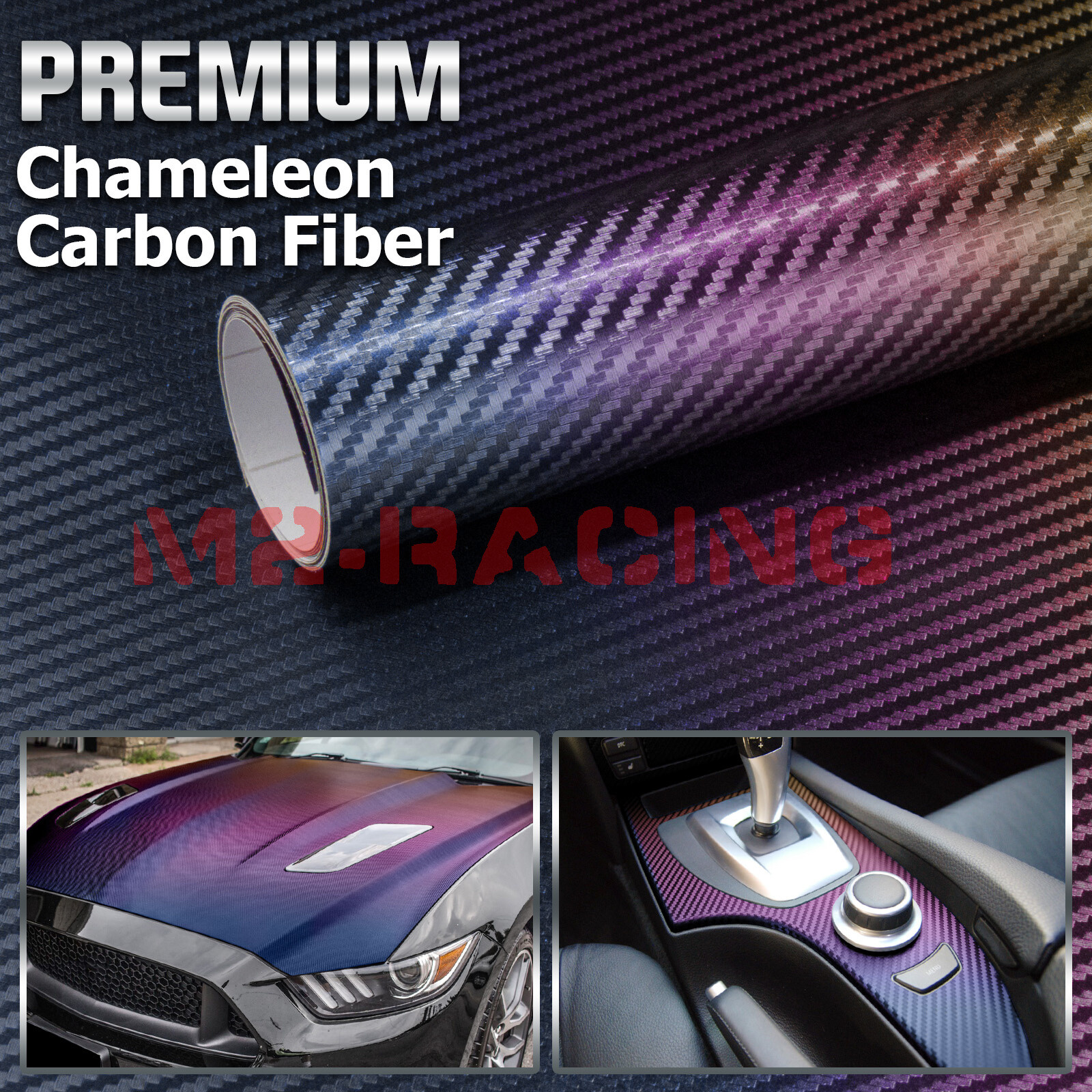 Chameleon 3D Carbon Fiber Matte Car Vehicle Sticker Decal Vinyl Wrap Sheet Film