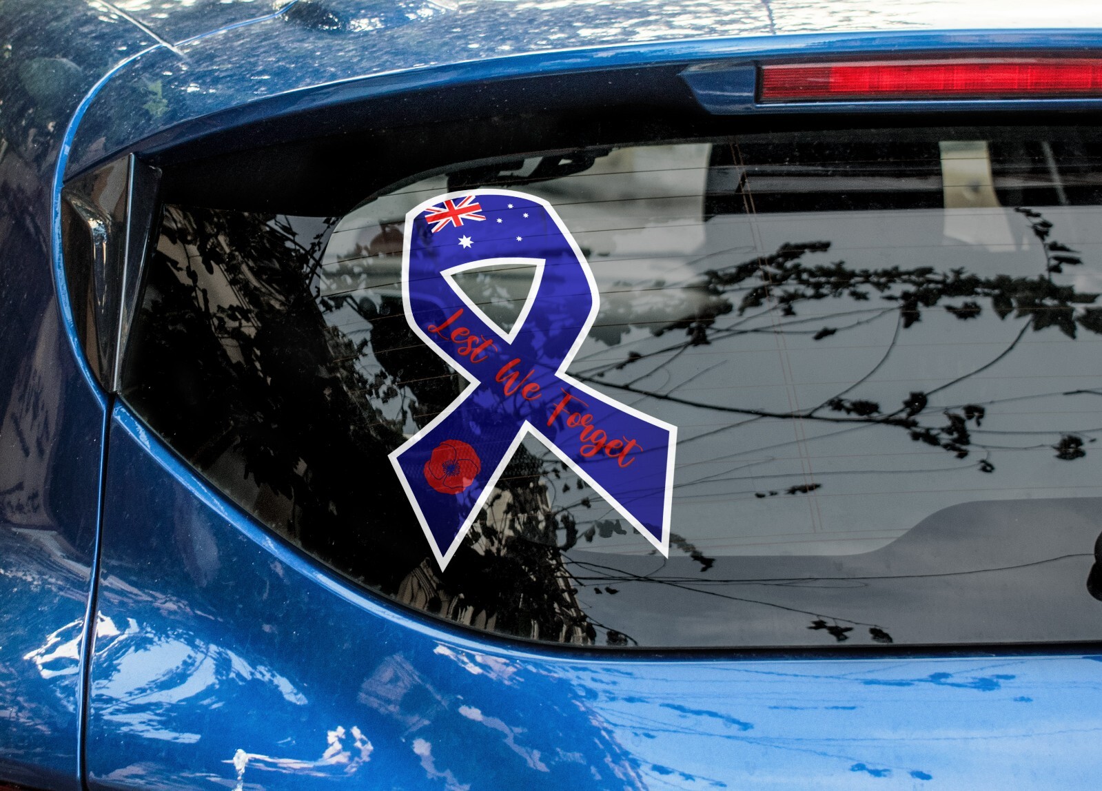 Lest We Forget Ribbon Poppy Memorial Car Decal Sticker Australia Army Anzac Day