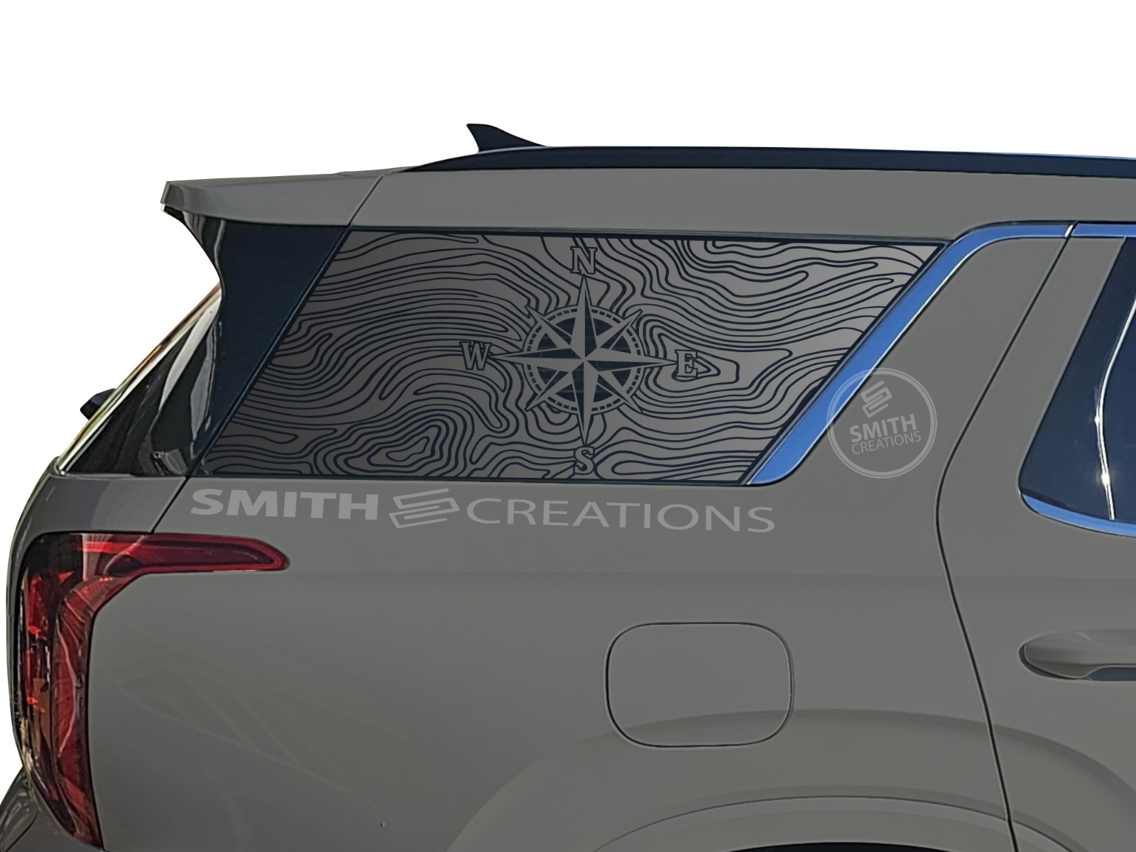 Fits 2020- 2026 Hyundai Palisade Topographic theme with Compass Vinyl Decals