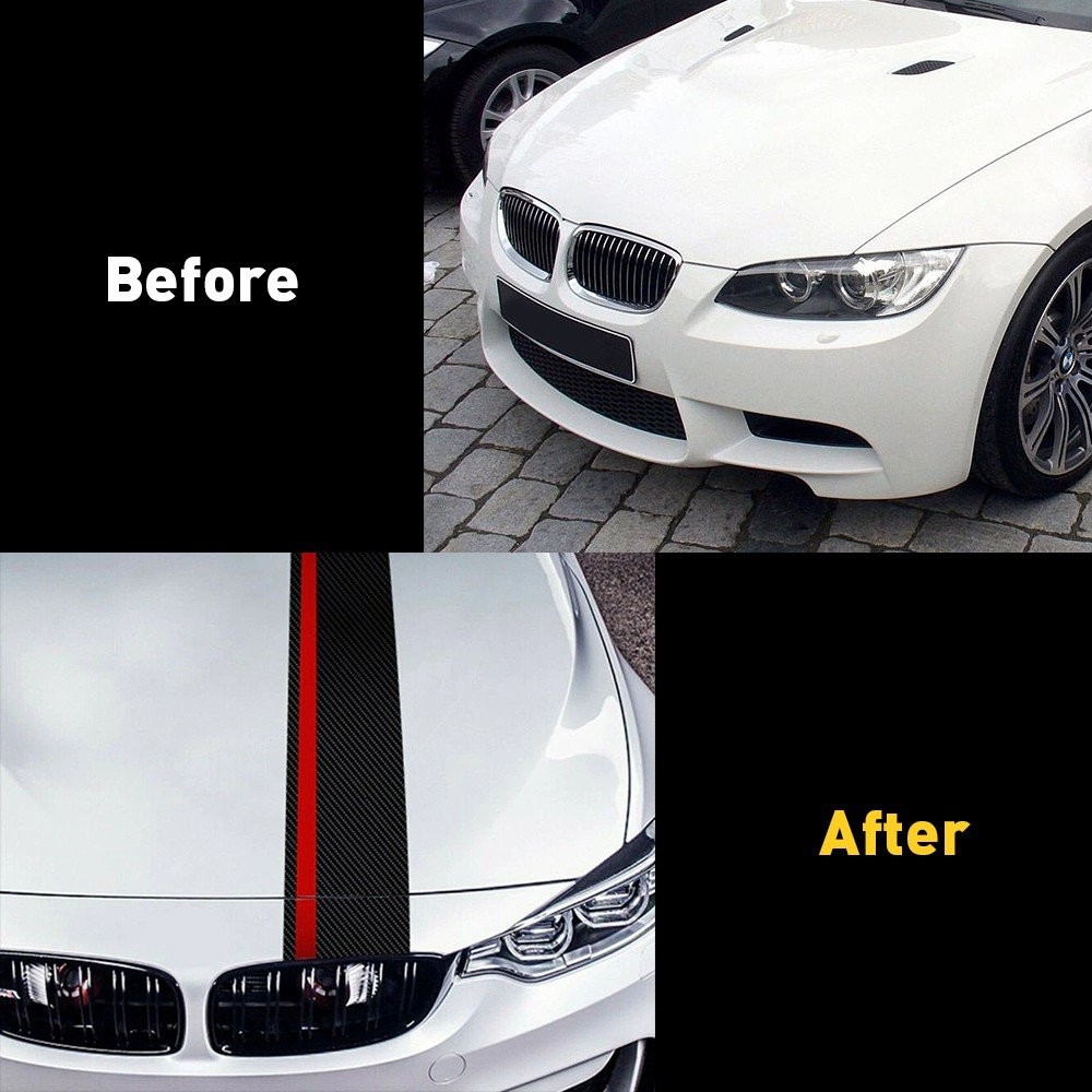 Universal Car Front Hood Rally Racing 5D Stripes Carbon Fiber Decal Wrap Sticker