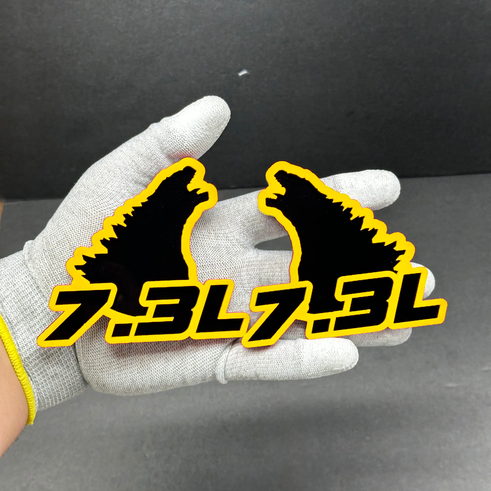 Godzilla Badges Emblem RAGING 7.3 Yellow/Black 2BADGES, Fender Angry Aggressive