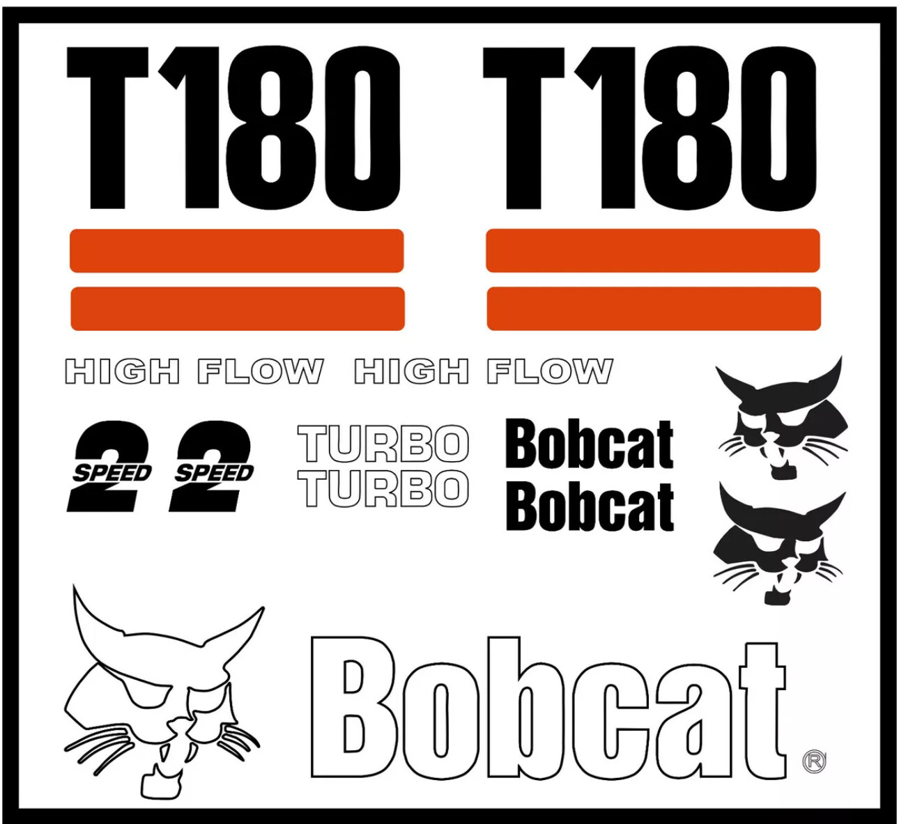 DECAL KIT for Bobcat skidsteer T180 track loader decals Stickers