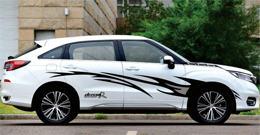 Black+Grey Flame Graphics design accessories Car body decor cover Vinyl Decals
