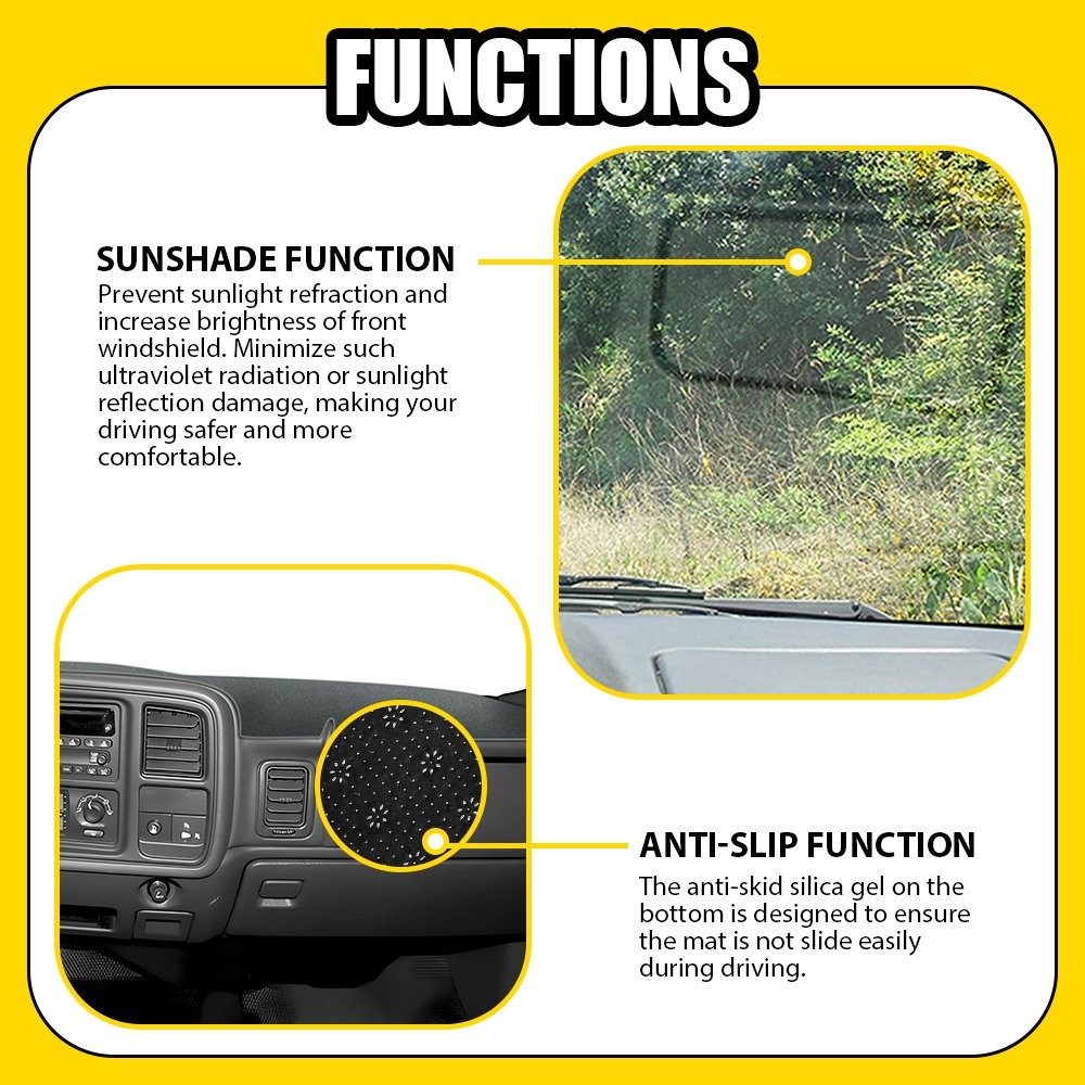 Fit 99-06 GMC Sierra 1500 2500 Chevrolet Silverado Dash Cover Mat Gray 1-5X