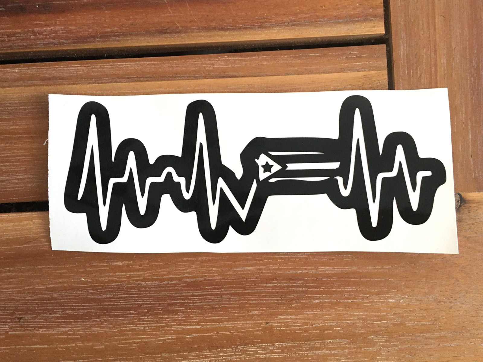 Puerto Rico Flag Heartbeat Line Shape Boricua Puertorican Vinyl Decal Sticker