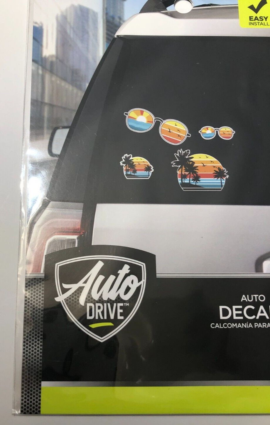 NEW Auto Drive Beach + Palm Trees / Sunglasses 4 Decals Easy Install 3″ to 5.5″