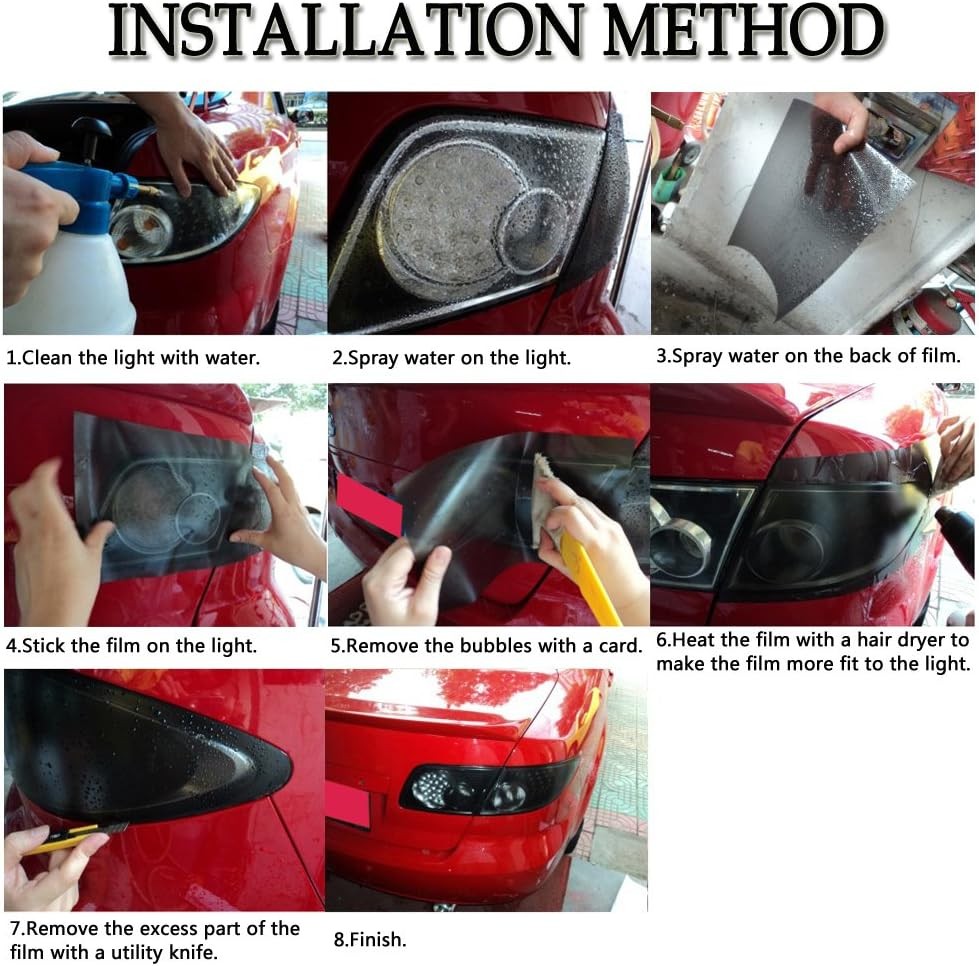 Car Light Tint Film Headlight Fog Light Taillight Shiny Accessories Light Black
