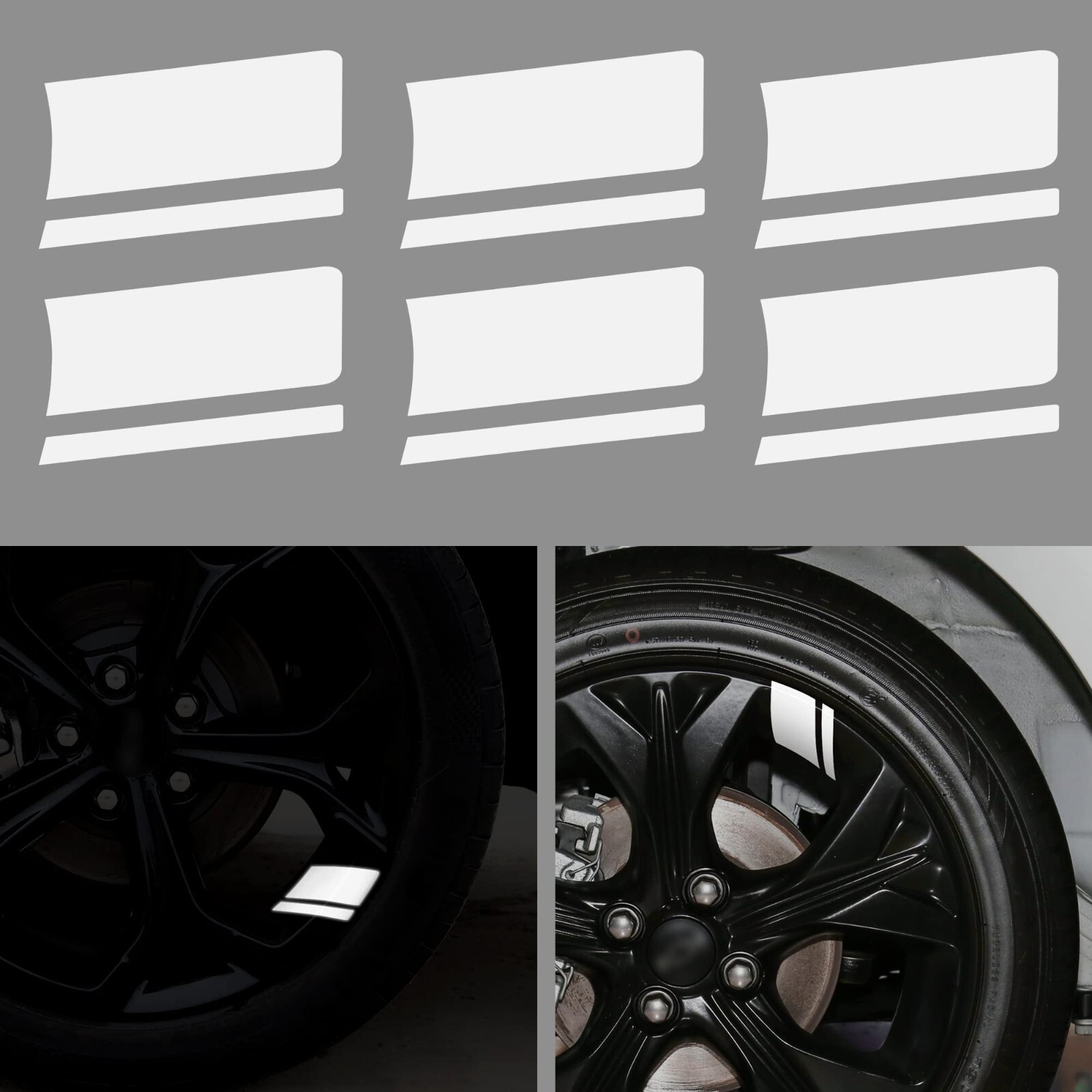6x Universal Wheel Rim Bumper Fender Hash Mark Stripe Decal Reflective Sticker