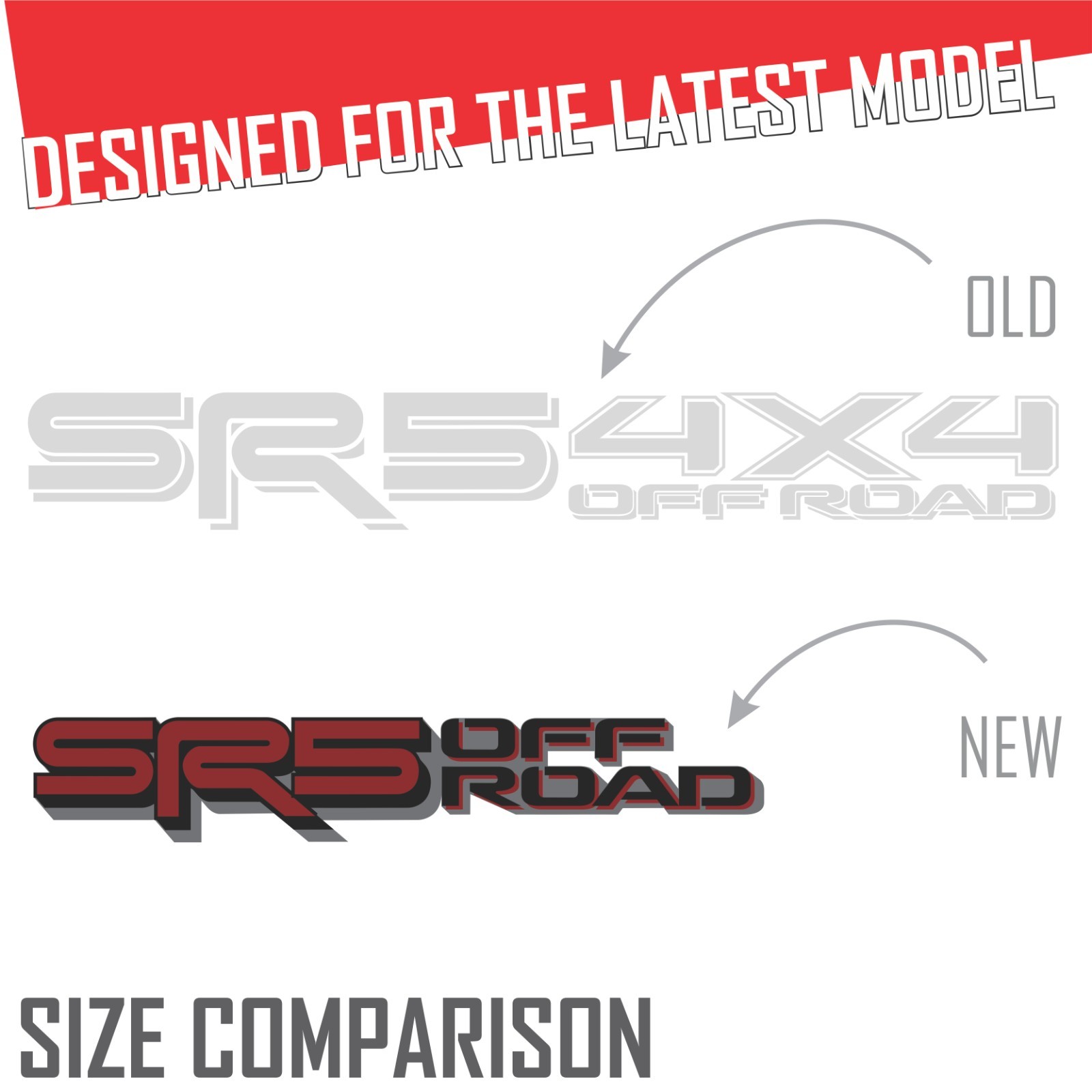 SR5 Offroad Stickers, Toyota Tundra Metallic Decals (Black, Red, Gray)2 Pack Set