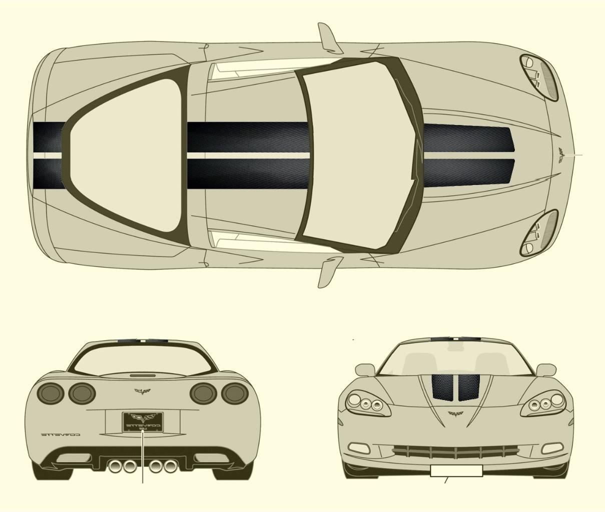 9″ Double RACING STRIPES Gun Metal2 CARBON FIBER vinyl (Fits Chevy CORVETTE C6)