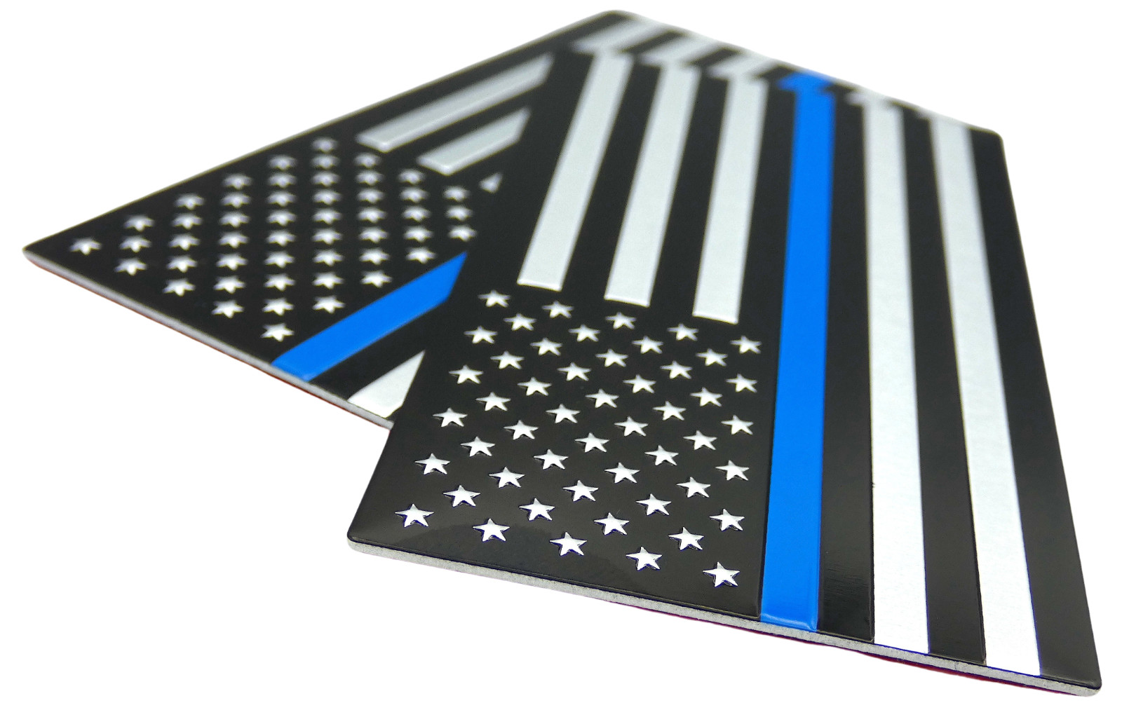 2x ALUMINUM Thin Blue Line Decal Sticker Car, Motorcycle, SUV