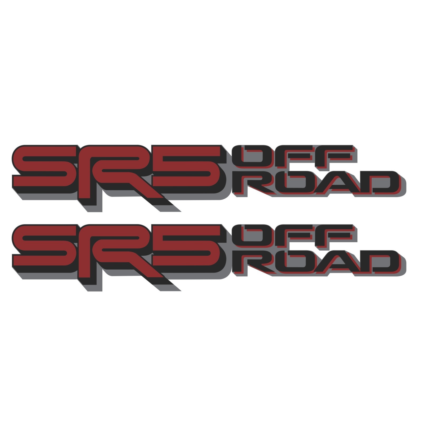 SR5 Offroad Stickers, Toyota Tundra Metallic Decals (Black, Red, Gray)2 Pack Set