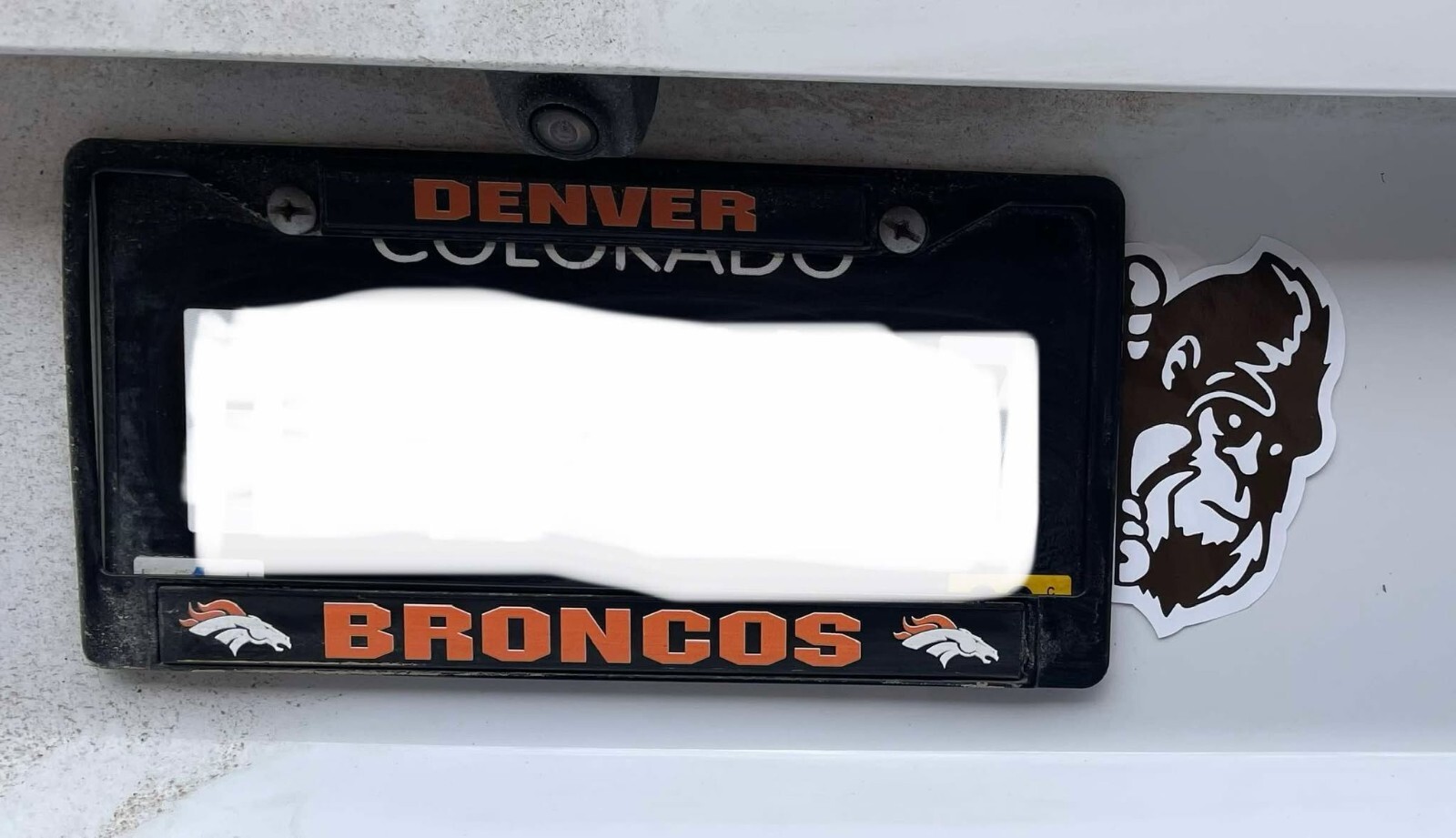 Bigfoot looking around license plate Die-Cut Sticker