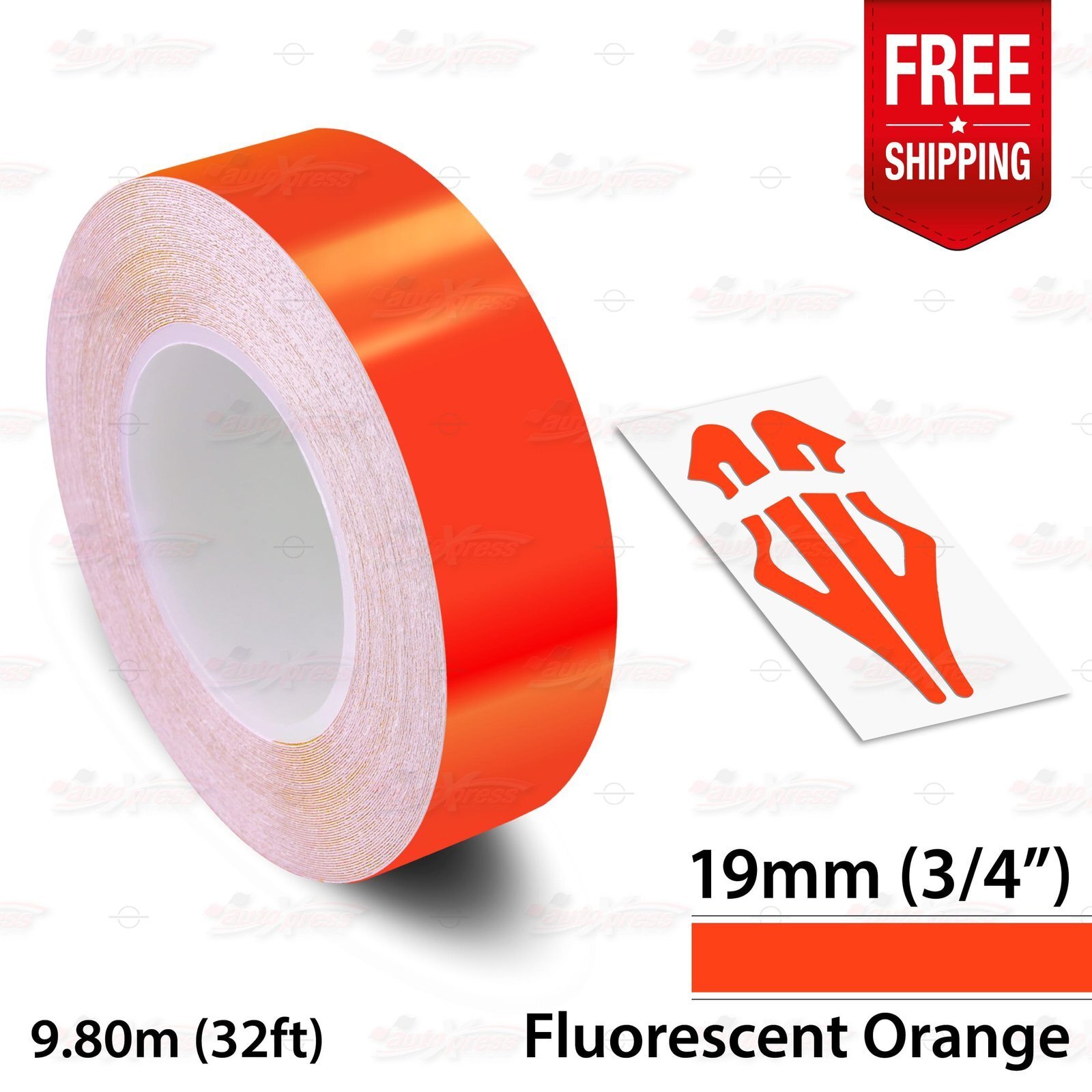 FLUORESCENT ORANGE 3/4″ 19mm PIN STRIPE Car Striping TAPE Decal Vinyl Sticker