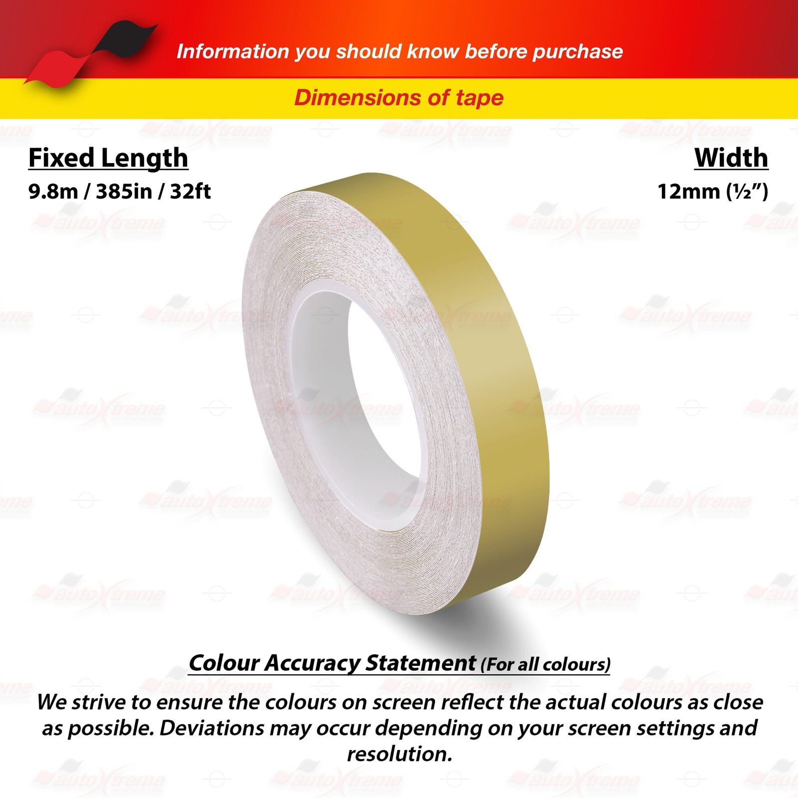 1/2″ Vinyl Pinstriping Pin Stripe Car Styling Tape Decal Sticker 12mm MATTE GOLD