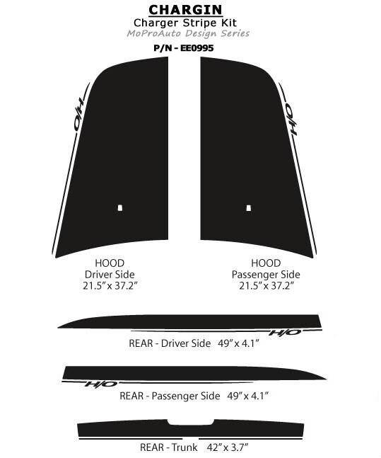 2010 3M Professional Vinyl for Dodge Charger GRAPHICS STRIPES Hood Trunk Decals