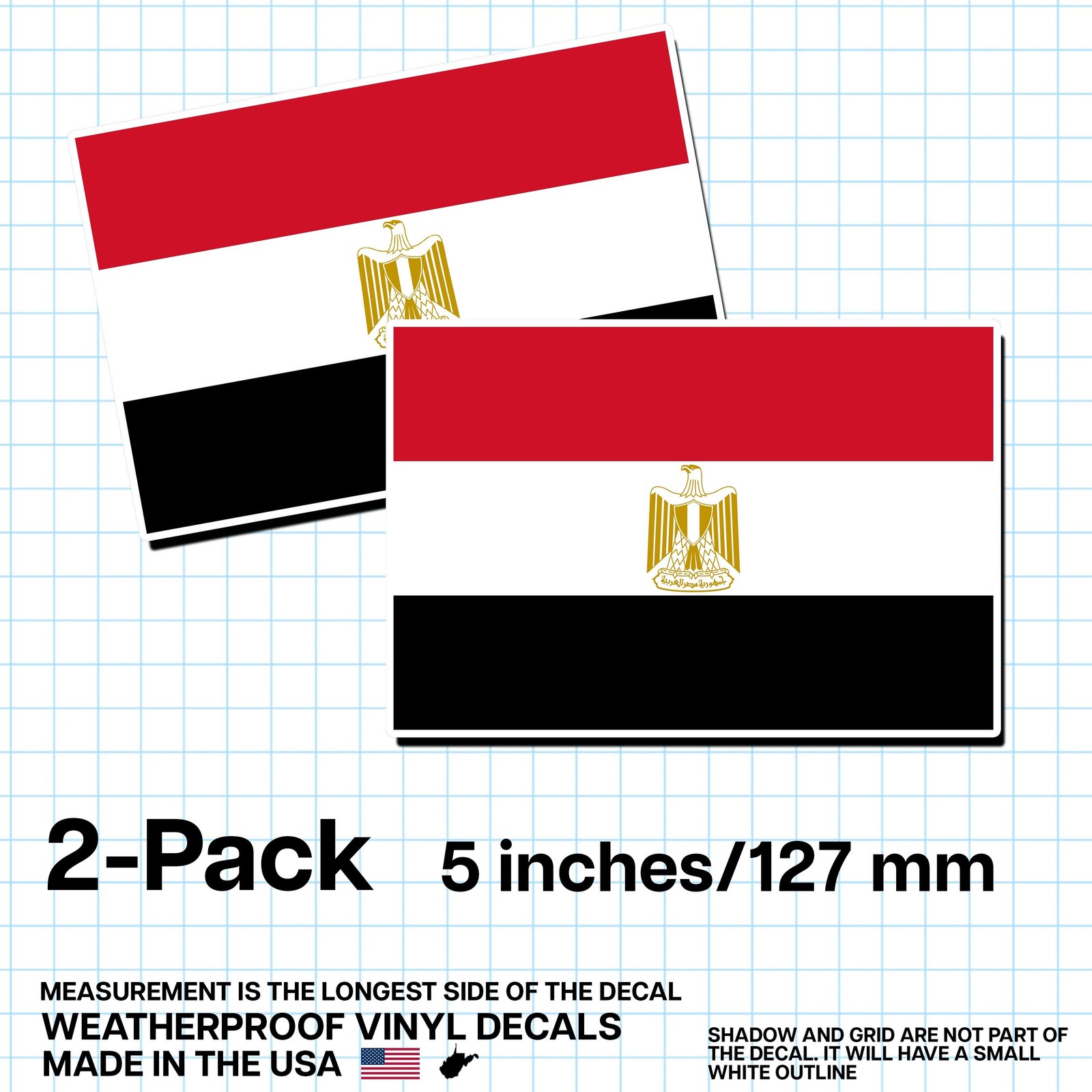 Egypt Flag Sticker 5″ 2-Pack – EG Decal – Egyptian Pride Vinyl