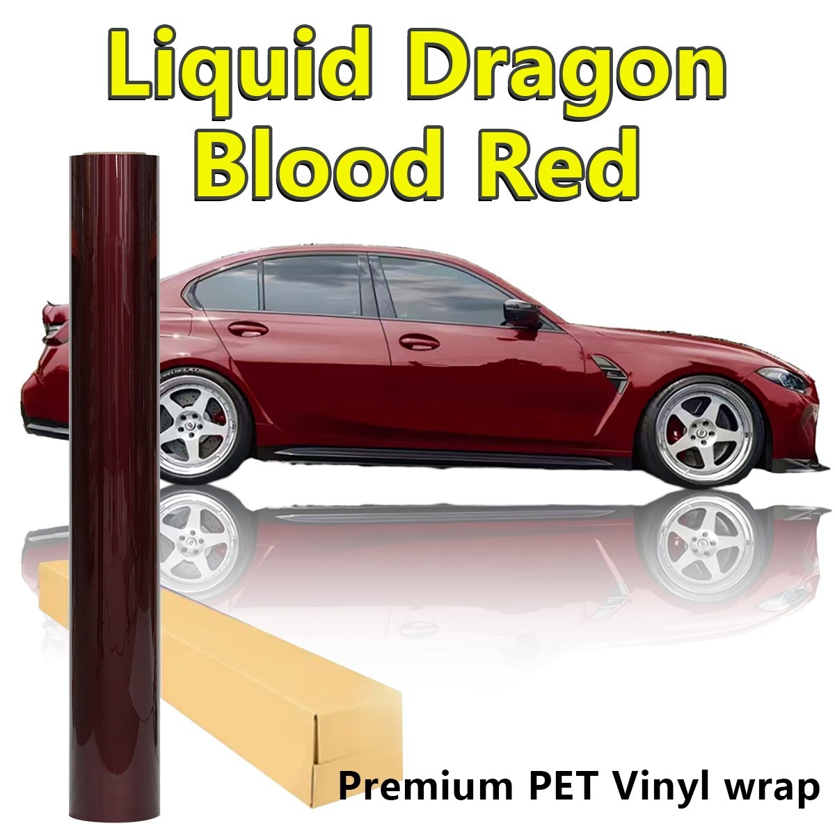 5FTx50FT PET Liquid Metallic Dragon Blood Red Vinyl Wrap Self-Adhesive US Stock