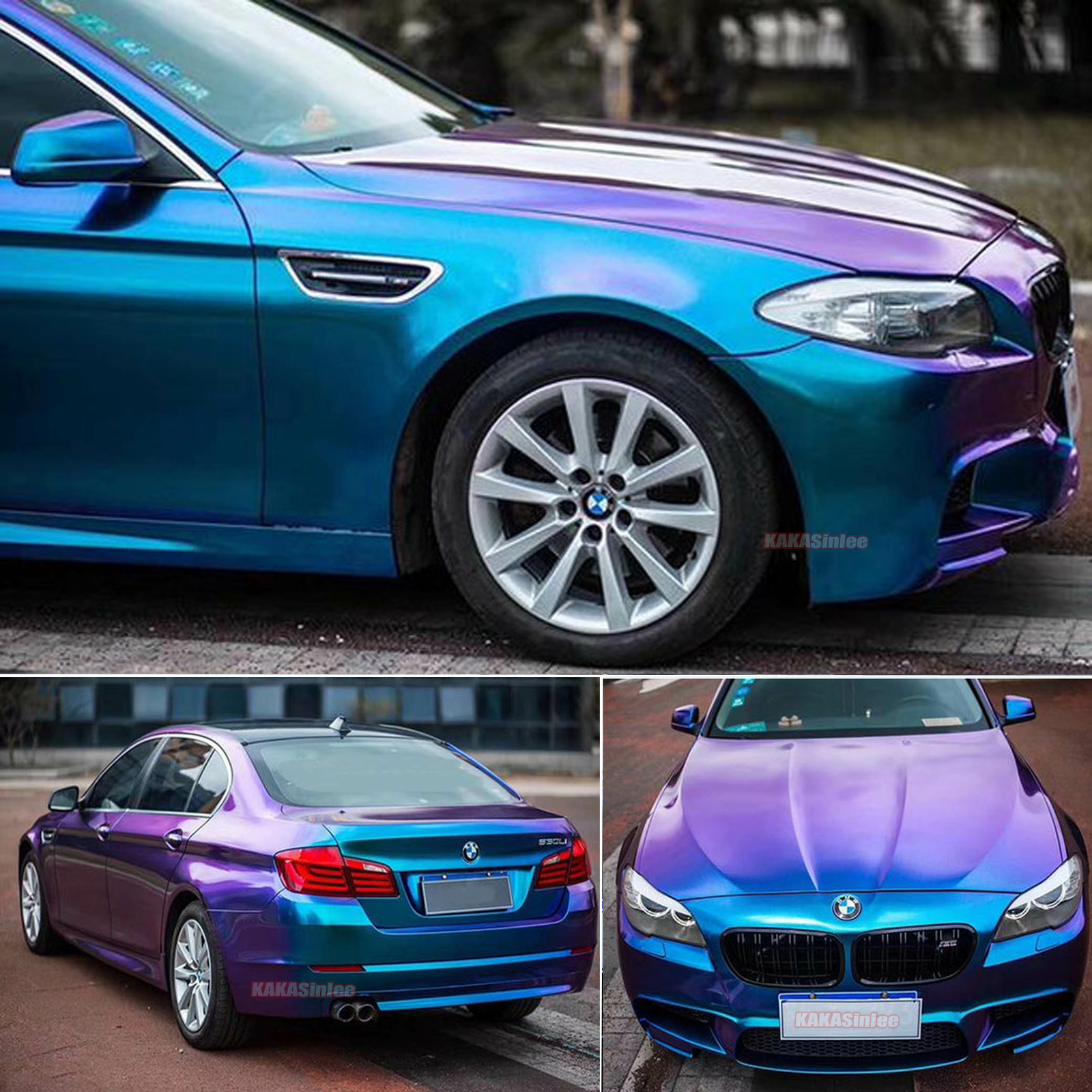 Flexible PL Blue Chameleon Car Glitter Pearl Glossy Metal Vinyl Wrap Sticker US
