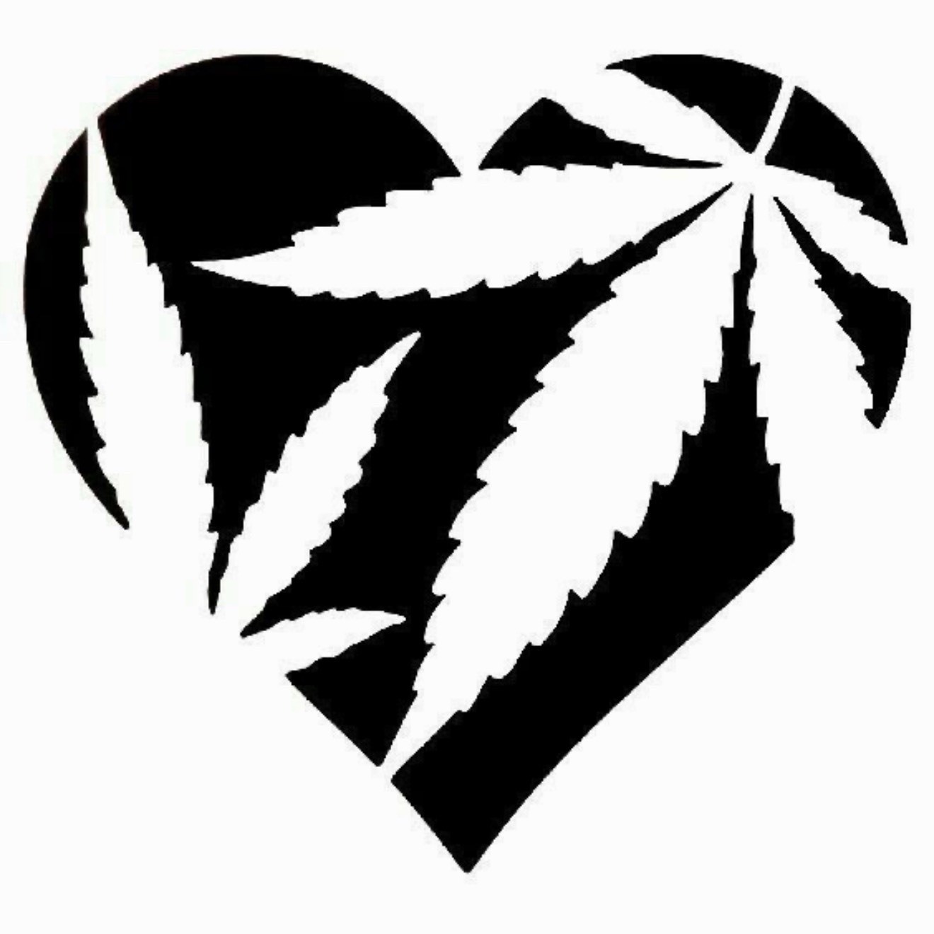Vinyl Window Decal ( Black ) Heart With Leaves . 6” X 6” Size