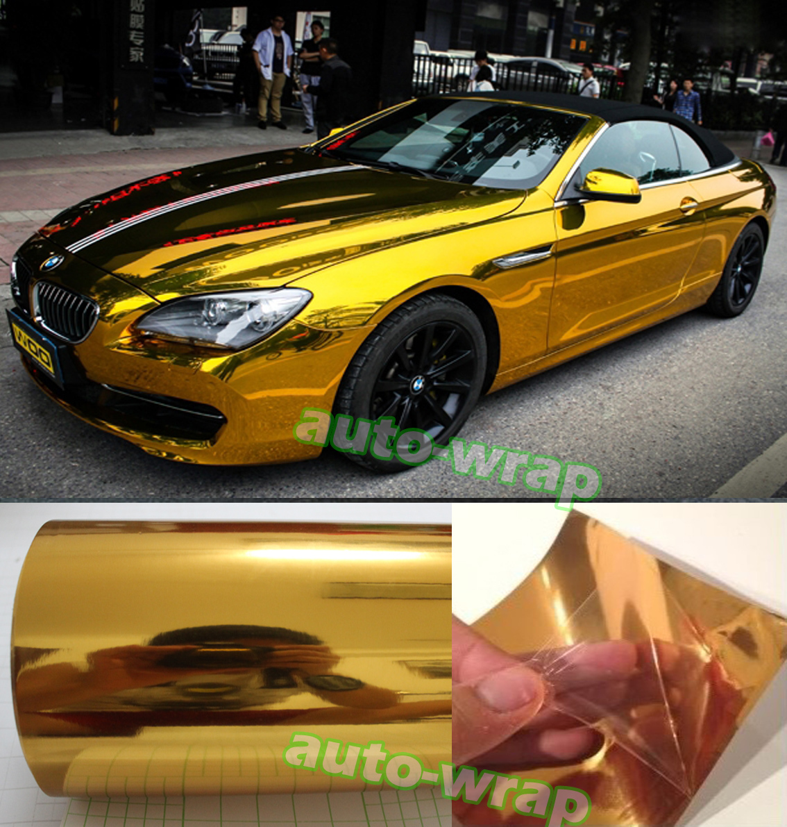 Car Glossy Mirror Chrome Vinyl Wrap Decal Film Sticker Strips Sheet Air Free AB