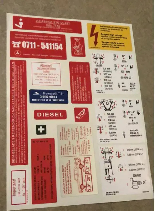 Decal Set Stickers For Mercedes-Benz W123 230 280E Class All Models Best Quality