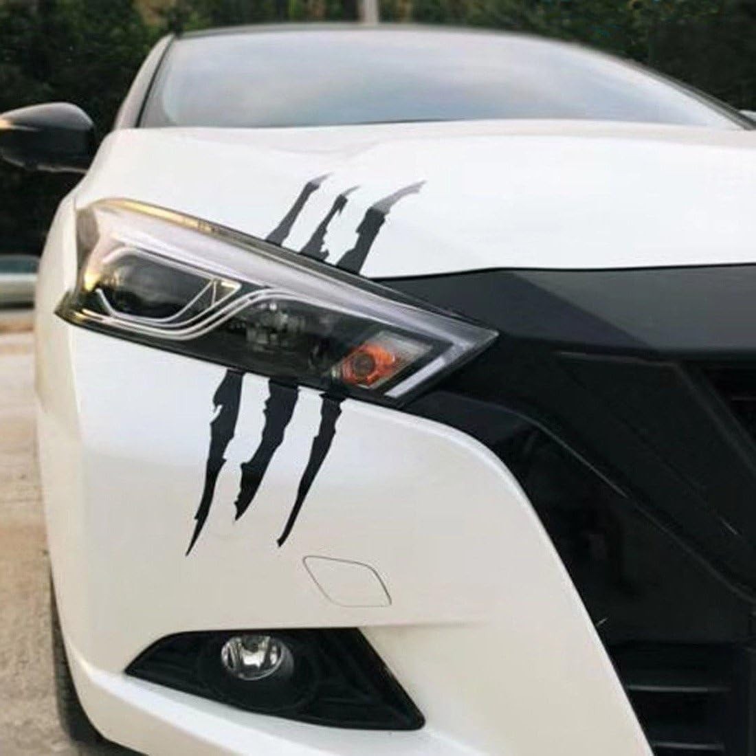 Fierce Lime Green Claw Marks Headlight Decal for Sports Cars – Fade Resistant