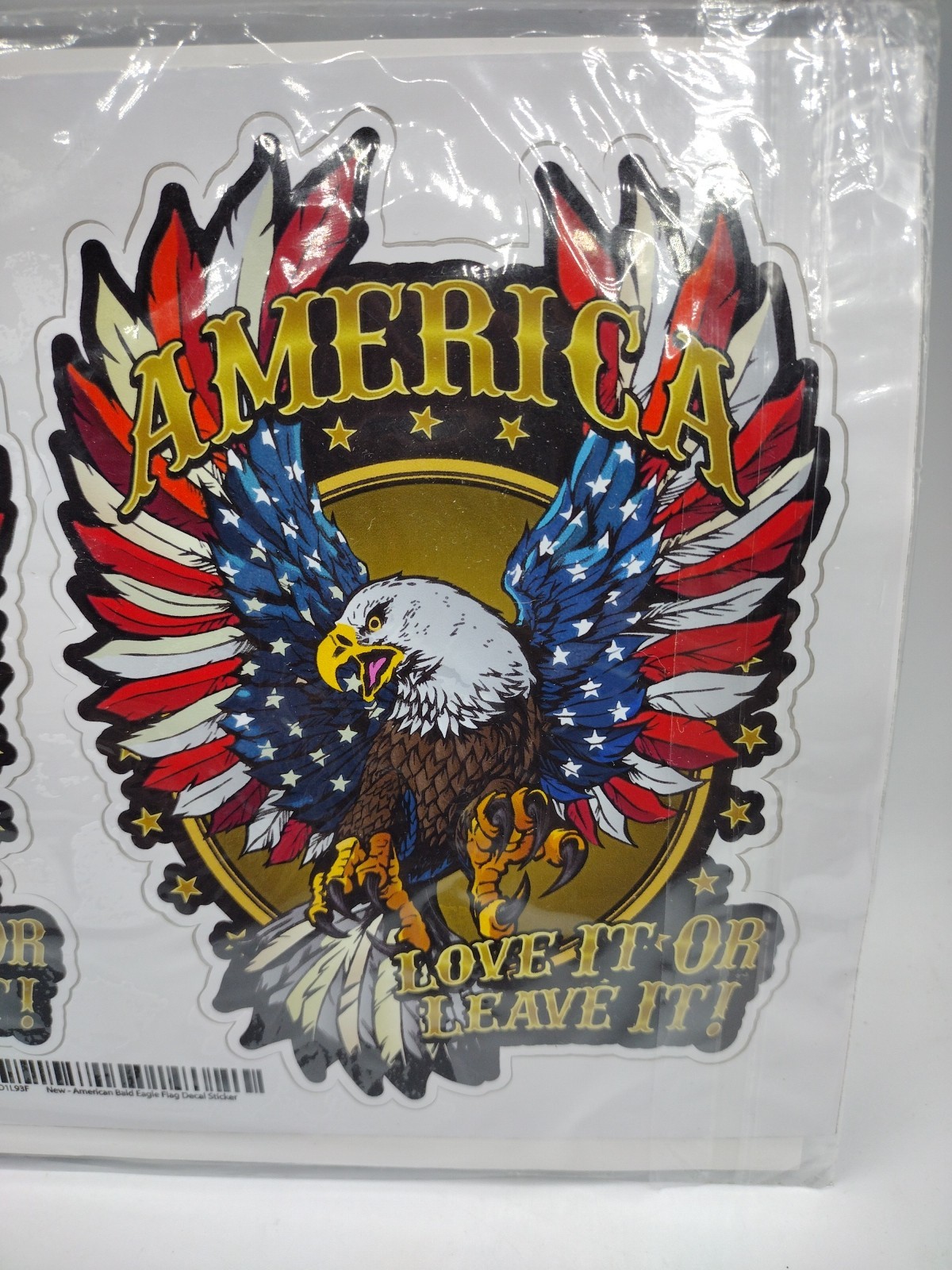 American Bald Eagle: American Flag – Love it or Leave it Decal Sticker 6″ X4″