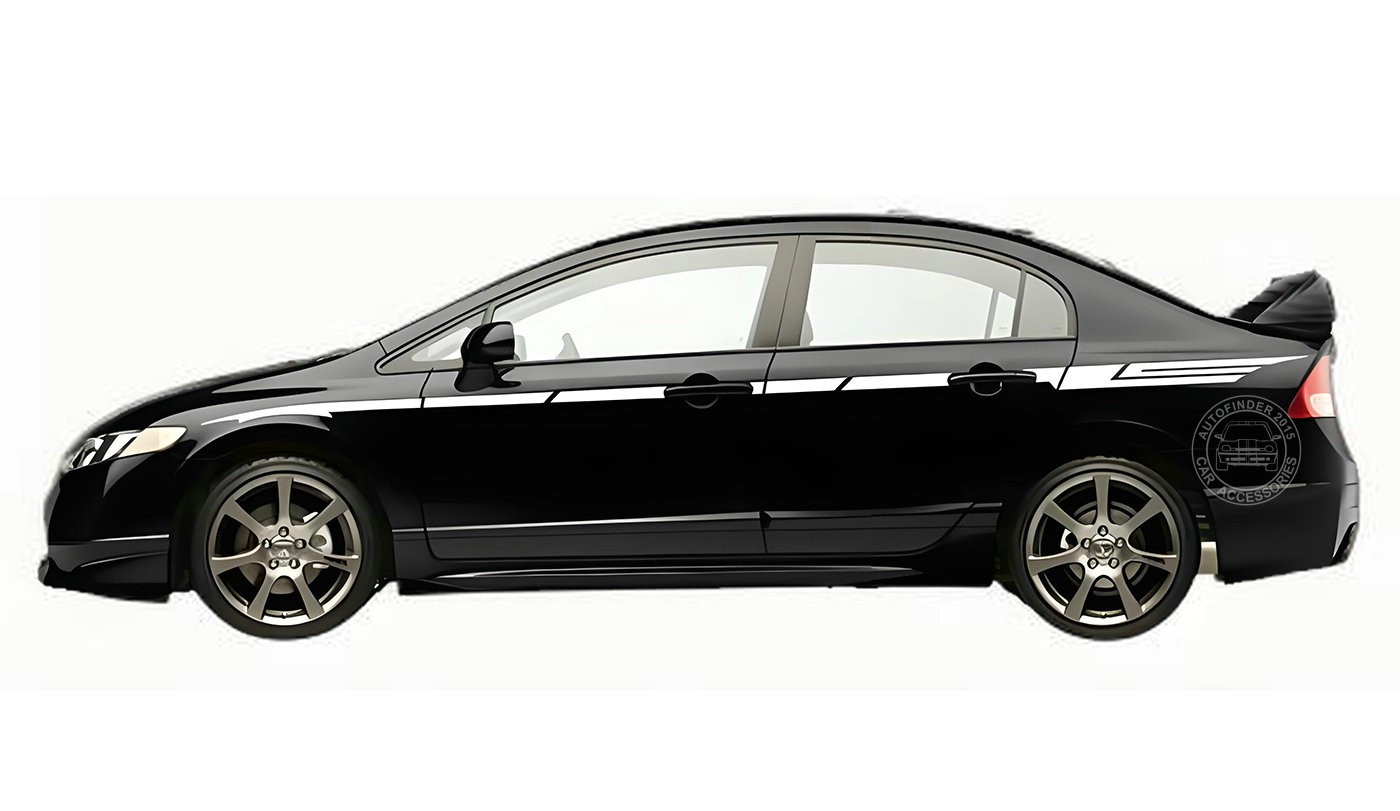 2 PCS Graphics Waist Line Stripe Car Sticker For Honda Civic Side Door Decals