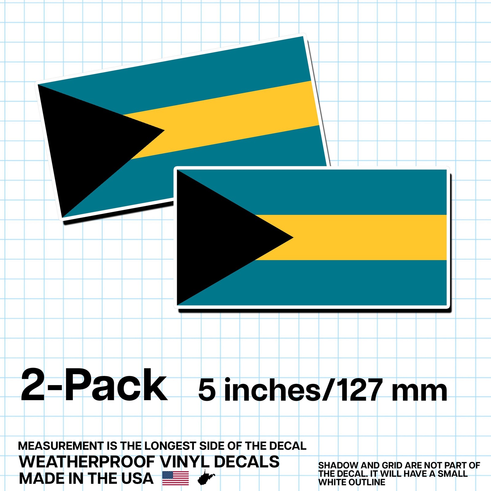 Bahamas Flag Sticker 5″ 2-Pack – BS Decal – Bahamian Pride Vinyl