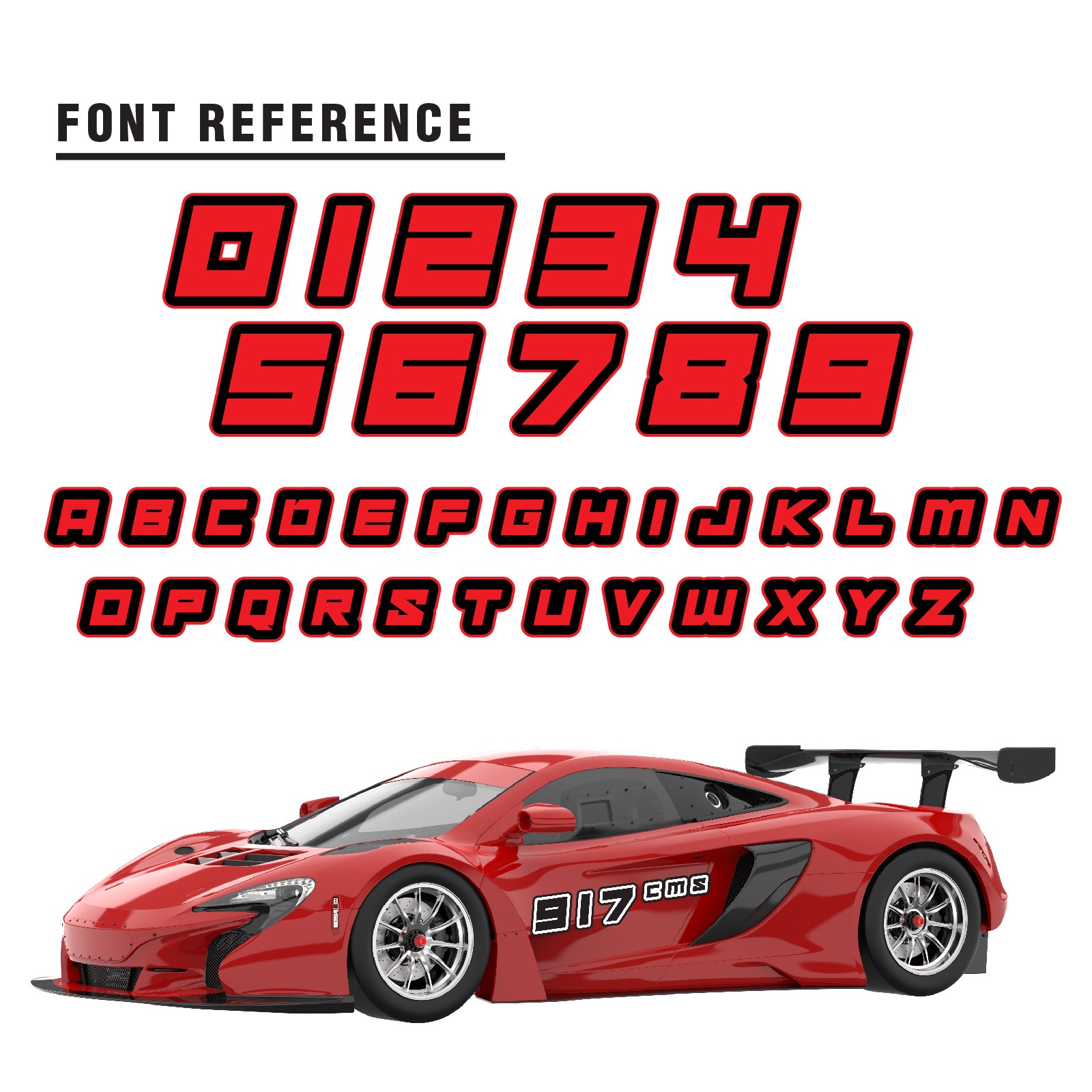 Custom Autocross Number Class Magnet Decal x2 8,10-16 inch – Bold Black Style