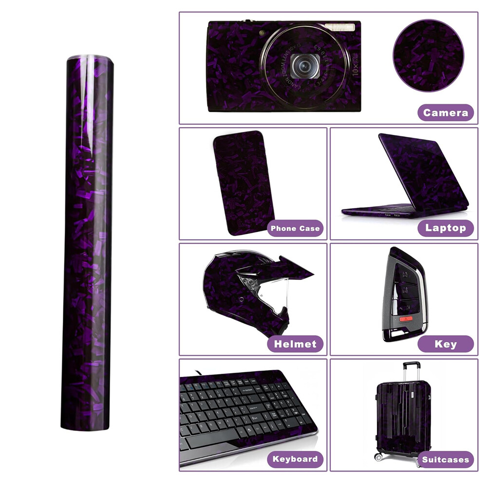 20cm*152cm Sticker Vinyl Wrap Glossy Purple Car Body Films Carbon Fiber Wrapping