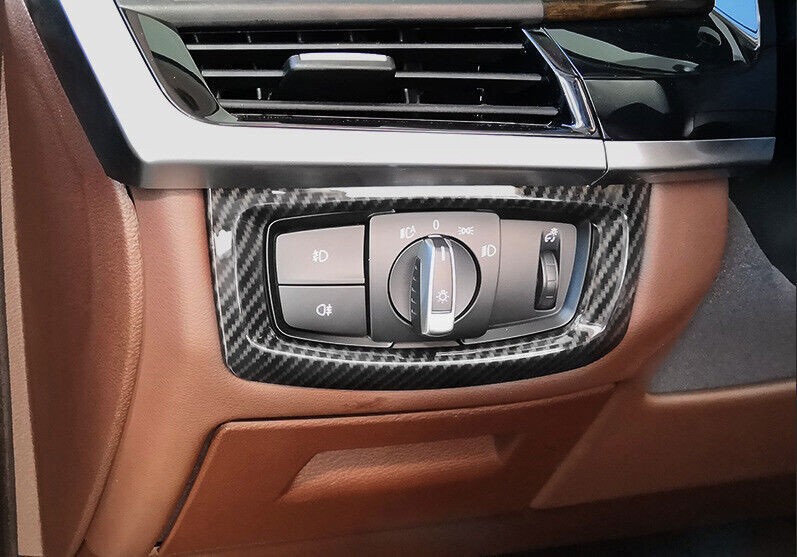 Carbon Fiber Headlight Switch Control Button Trim For Bmw X5 X6 F15 F16 2014-18